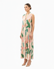Heloise Watercolor Maxi Dress – Relaxed Fit V-Neck  Voile