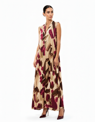 Heloise Watercolor Maxi Dress – Relaxed Fit V-Neck  Voile