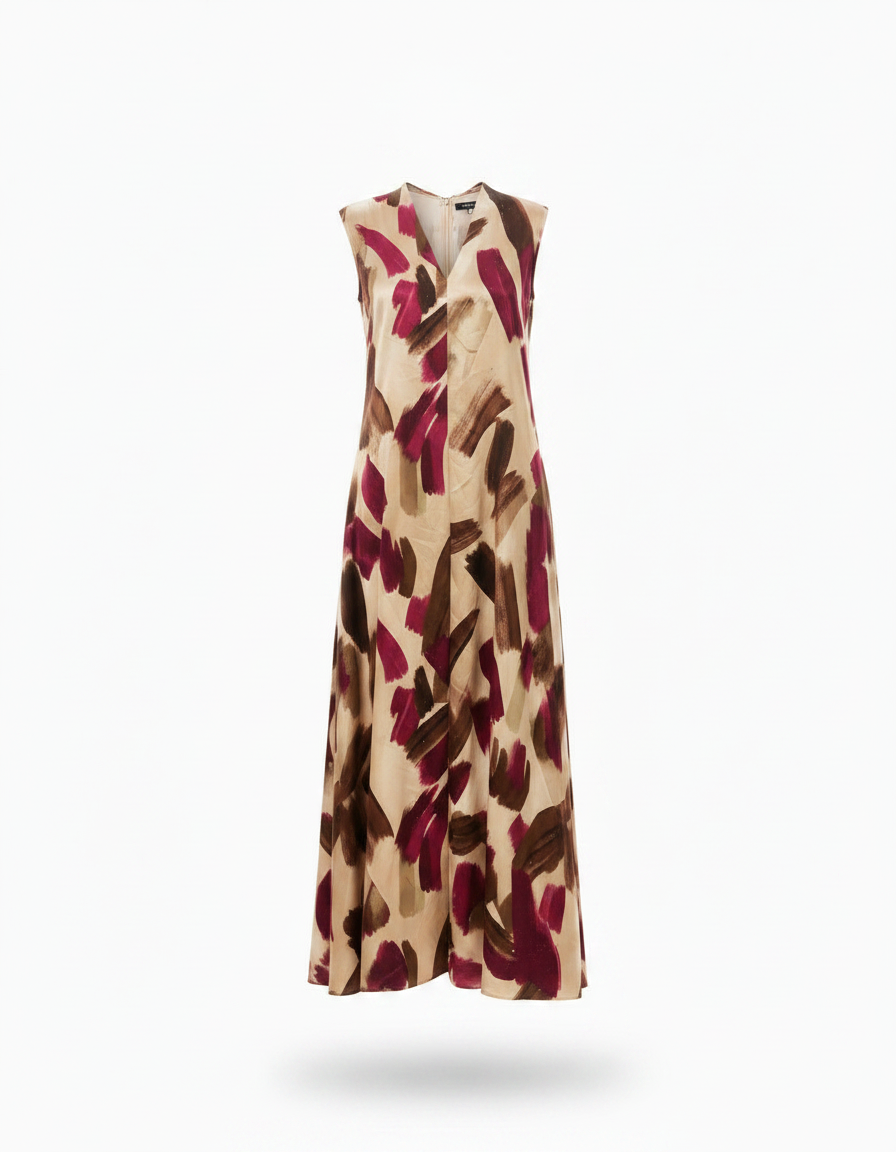 Heloise Watercolor Maxi Dress – Relaxed Fit V-Neck  Voile