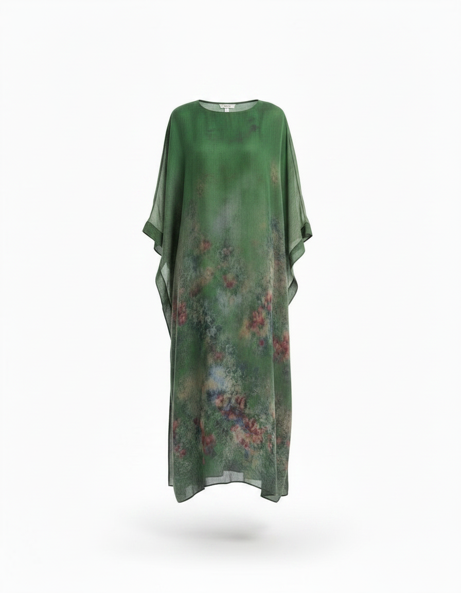 Violette Floral Maxi Dress – Oversized Elbow Sleeve  Voile