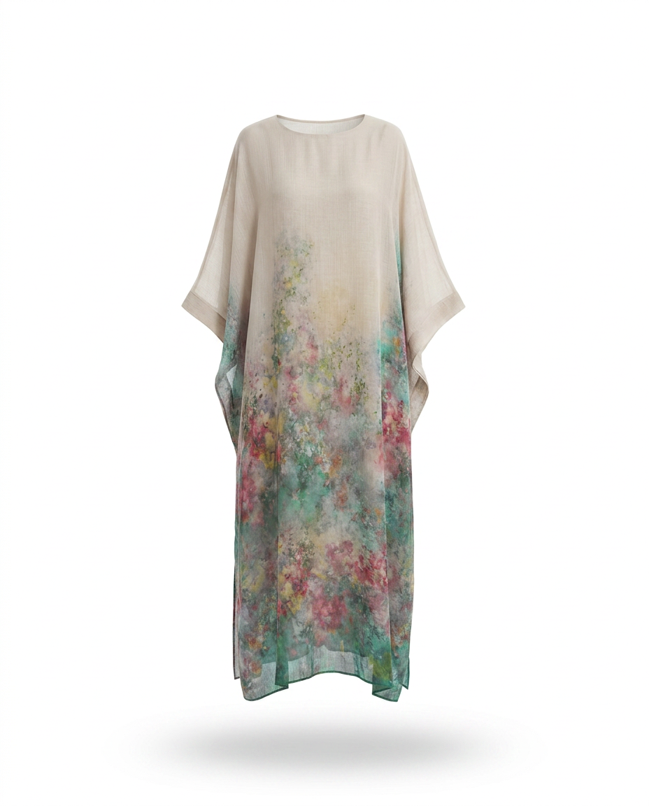 Violette Floral Maxi Dress – Oversized Elbow Sleeve  Voile