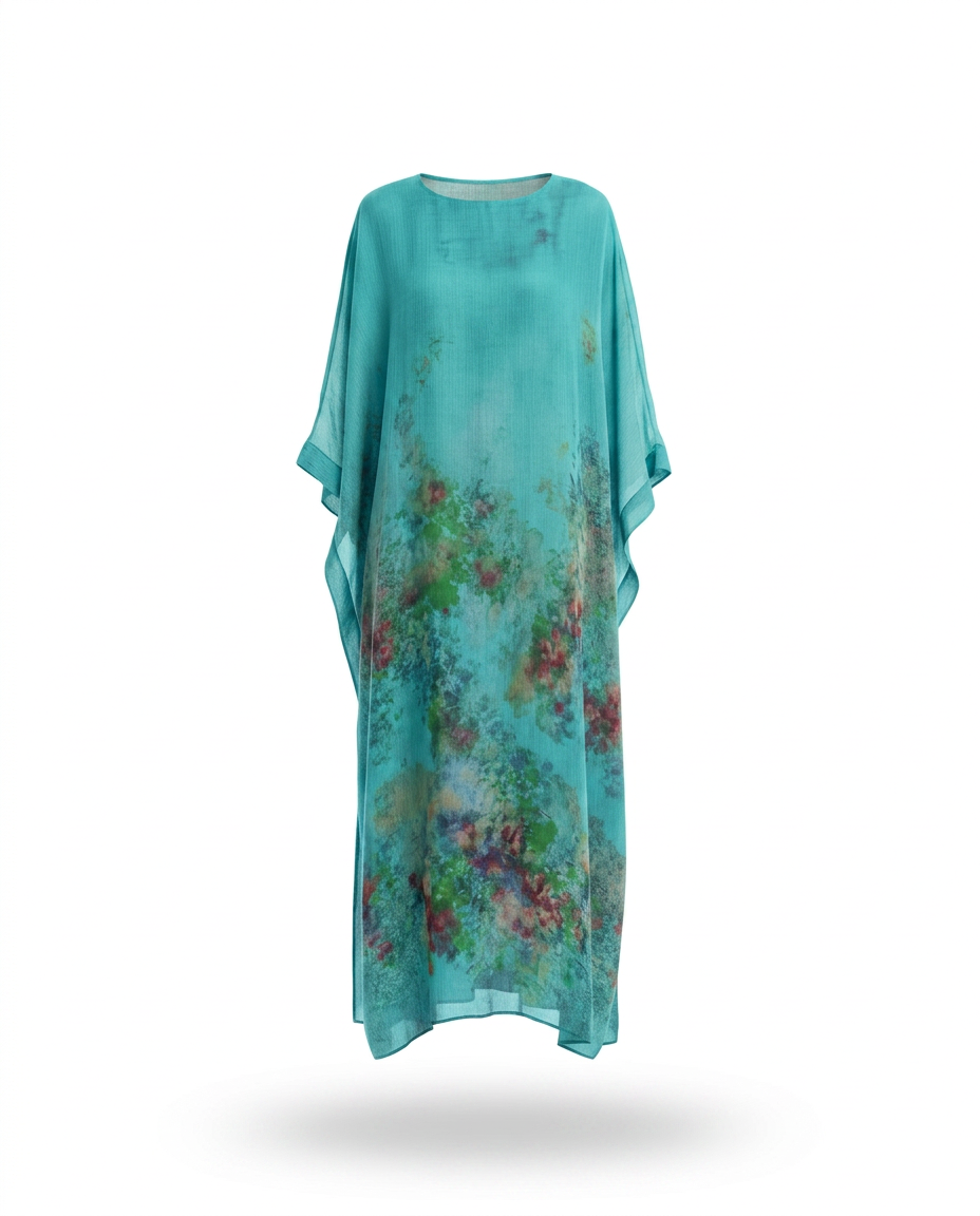 Violette Floral Maxi Dress – Oversized Elbow Sleeve  Voile