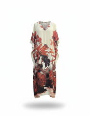 Priscille Tropical Maxi Dress – Pull-On V-Neck  Voile
