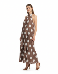 Rosalie-Marie Polka Dot Maxi Dress – Pull-On V-Neck  Voile
