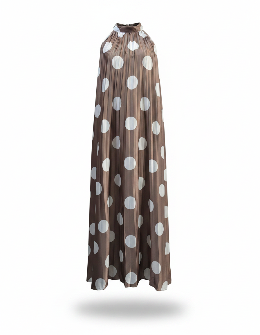 Rosalie-Marie Polka Dot Maxi Dress – Pull-On V-Neck  Voile