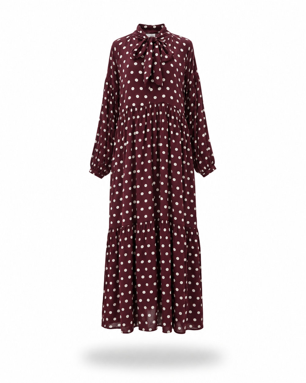 Sylviane Polka Dot Maxi Dress – Pull-On V-Neck  Voile