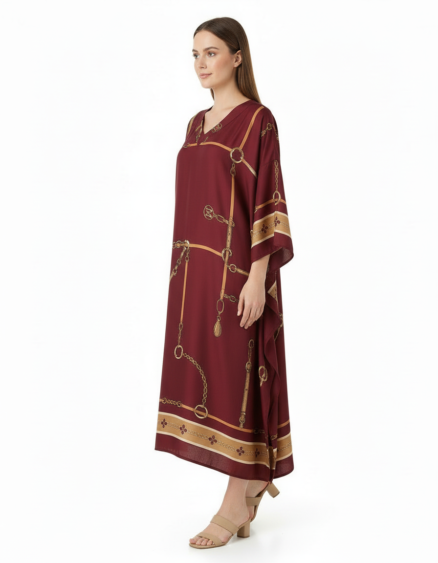 Irma Abstract Dress – Pull-On V-Neck