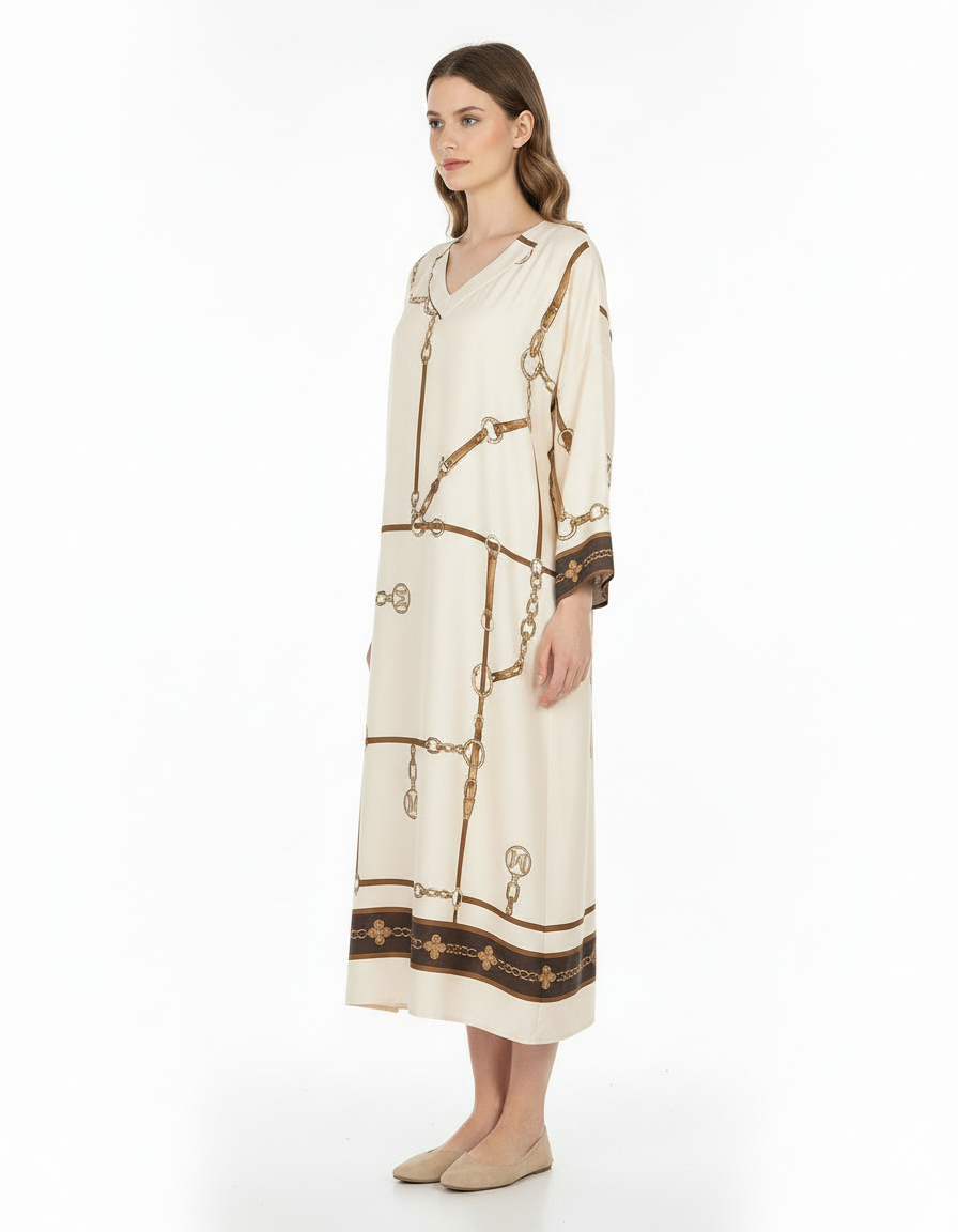 Irma Abstract Dress – Pull-On V-Neck