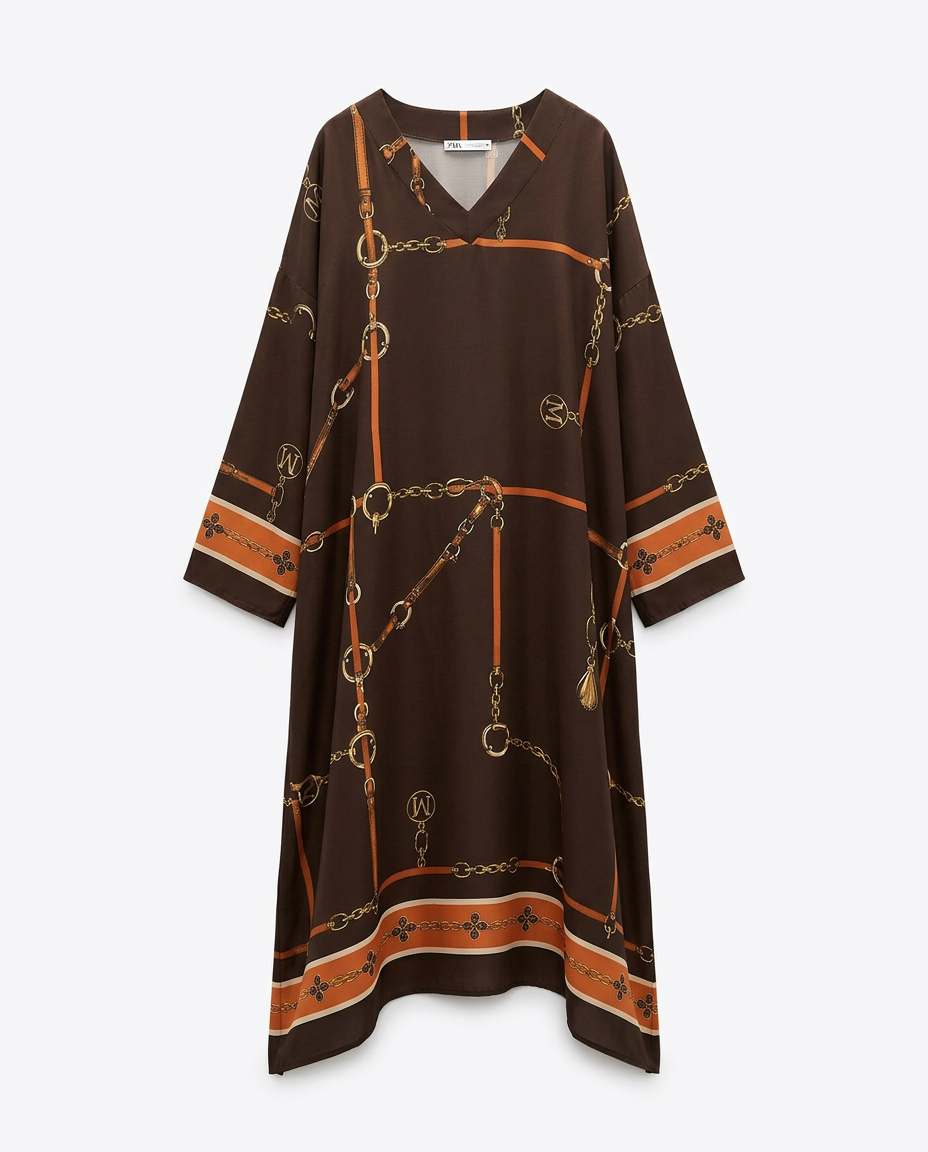 Irma Abstract Dress – Pull-On V-Neck