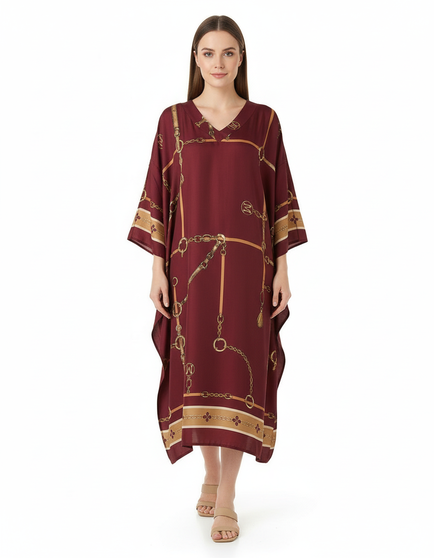 Irma Abstract Dress – Pull-On V-Neck