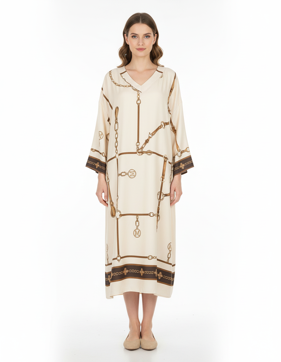 Irma Abstract Dress – Pull-On V-Neck