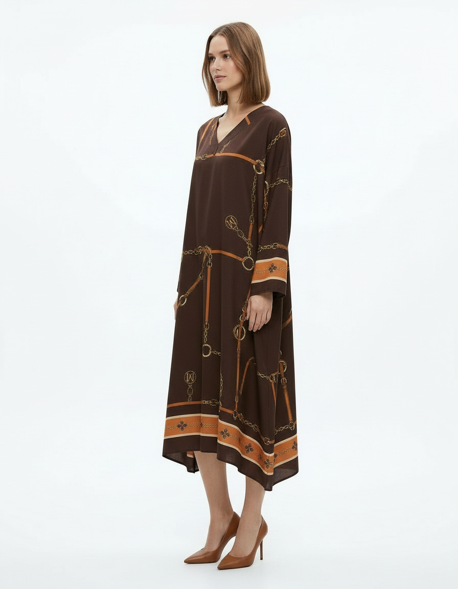 Irma Abstract Dress – Pull-On V-Neck