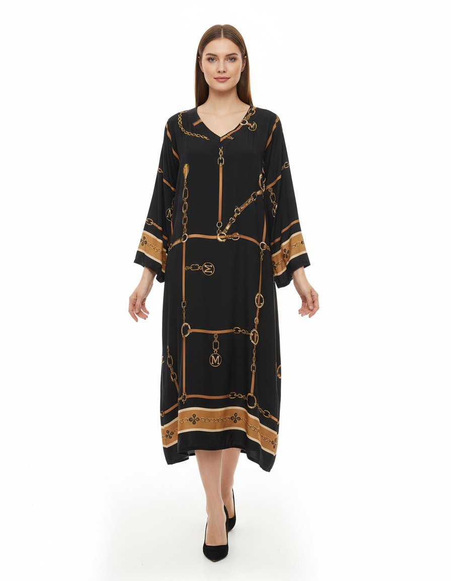 Irma Abstract Dress – Pull-On V-Neck