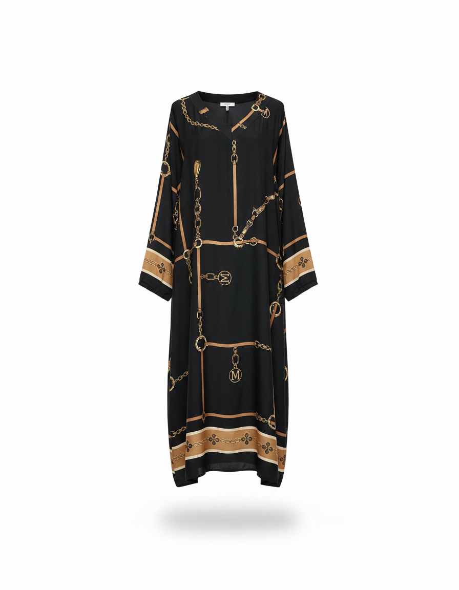 Irma Abstract Dress – Pull-On V-Neck