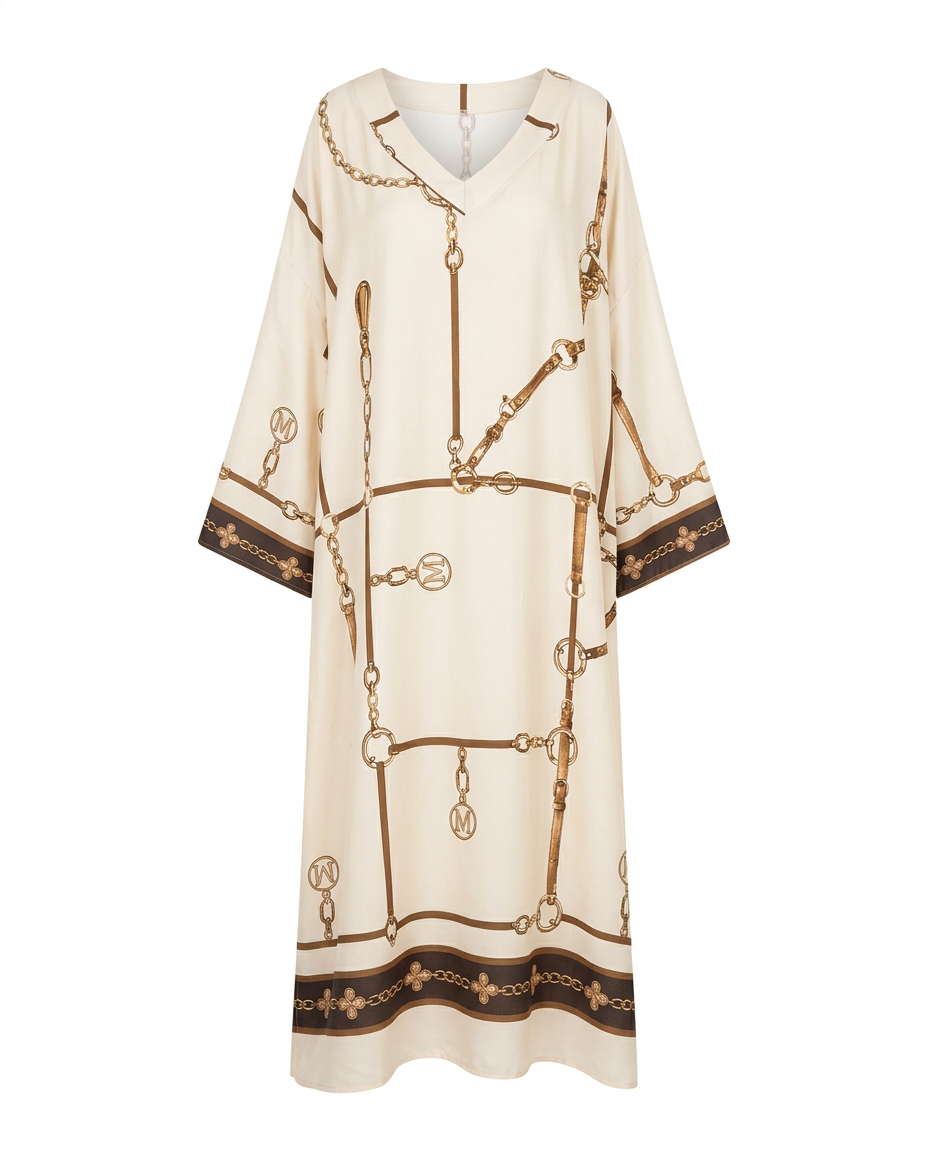Irma Abstract Dress – Pull-On V-Neck