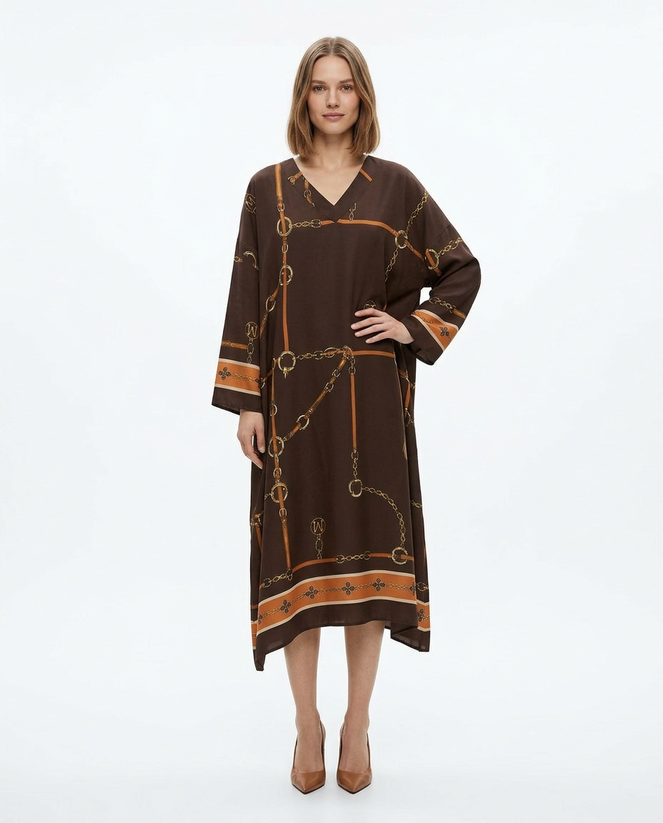 Irma Abstract Dress – Pull-On V-Neck
