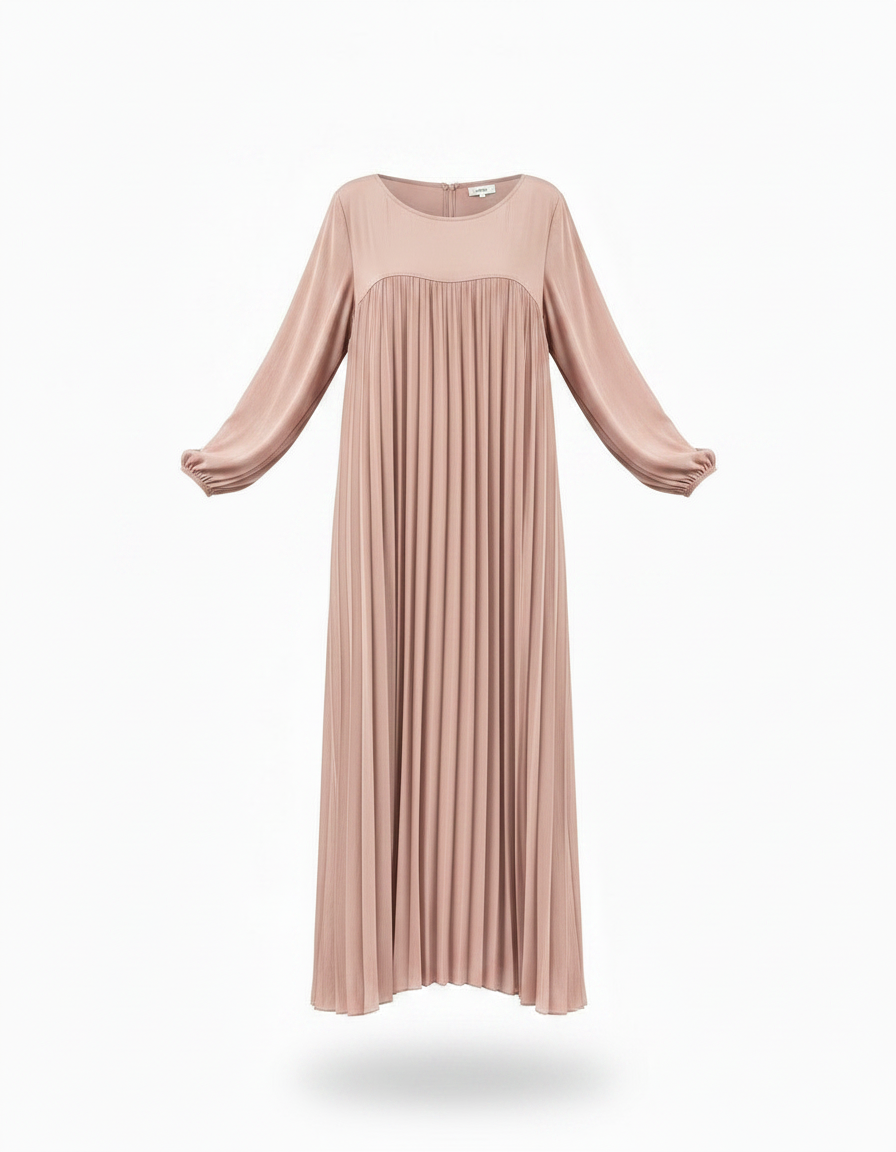 Pierrette Viscose Maxi Dress – Pull-On Long Sleeve  Voile