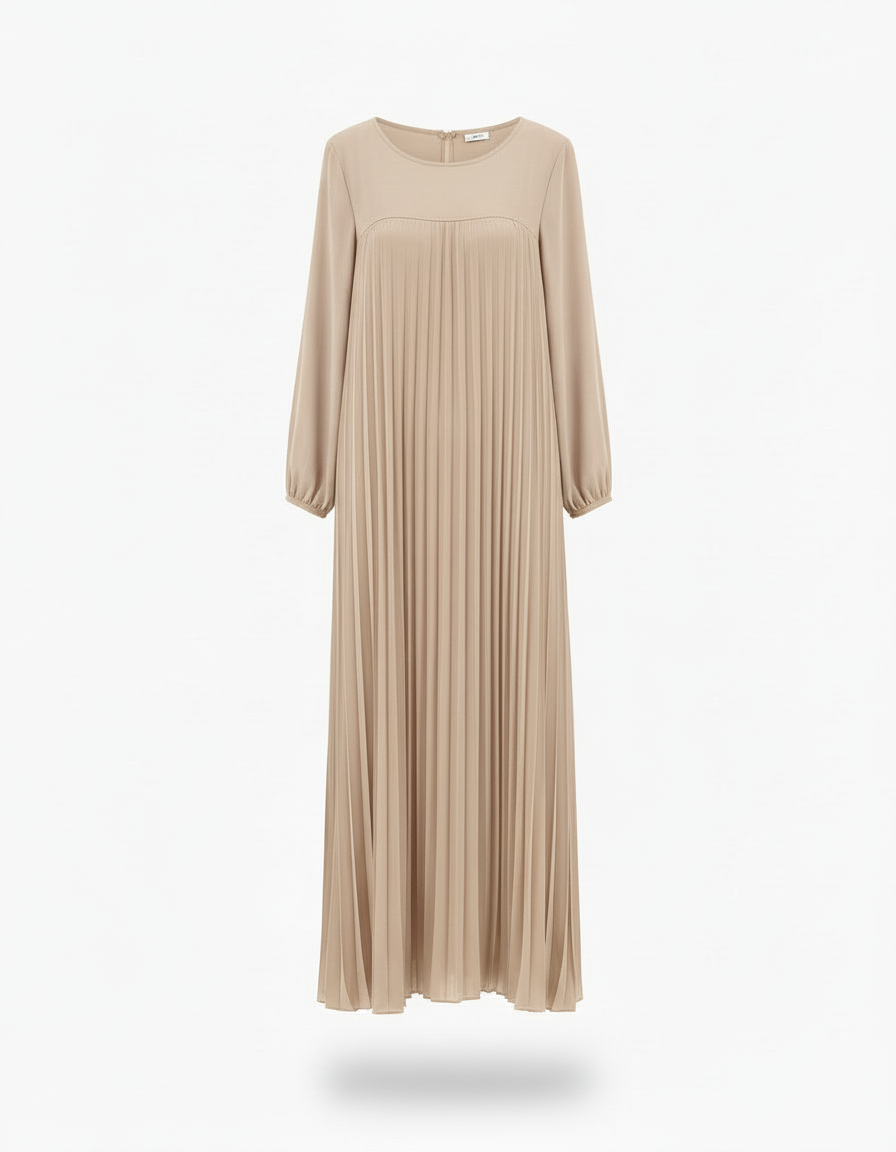 Pierrette Viscose Maxi Dress – Pull-On Long Sleeve  Voile