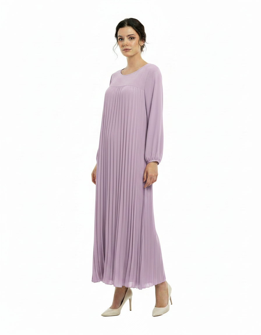 Pierrette Viscose Maxi Dress – Pull-On Long Sleeve  Voile