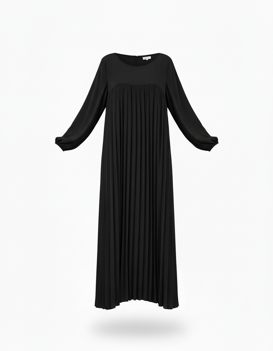 Pierrette Viscose Maxi Dress – Pull-On Long Sleeve  Voile