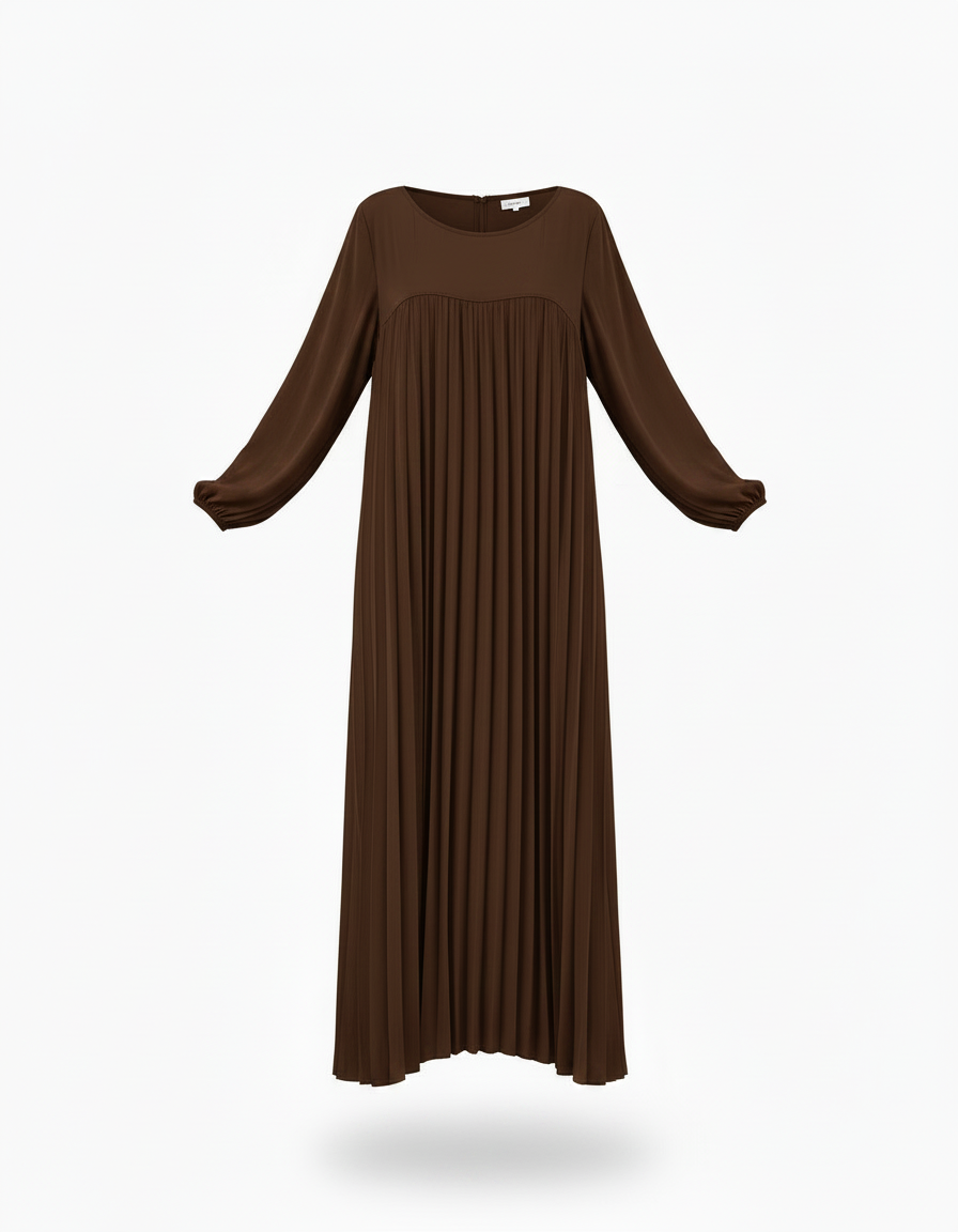 Pierrette Viscose Maxi Dress – Pull-On Long Sleeve  Voile