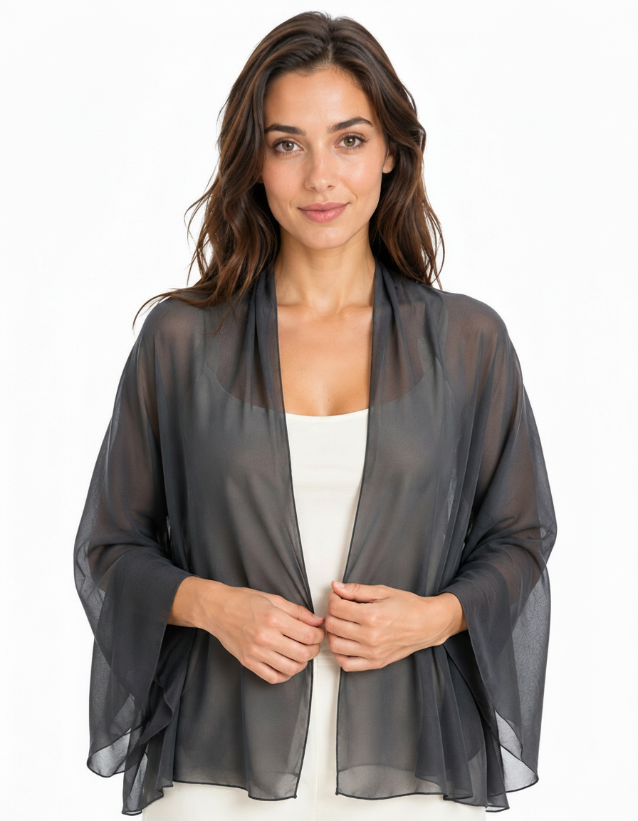 Sibylle Everyday Kimono – Open-Front V-Neck  Voile