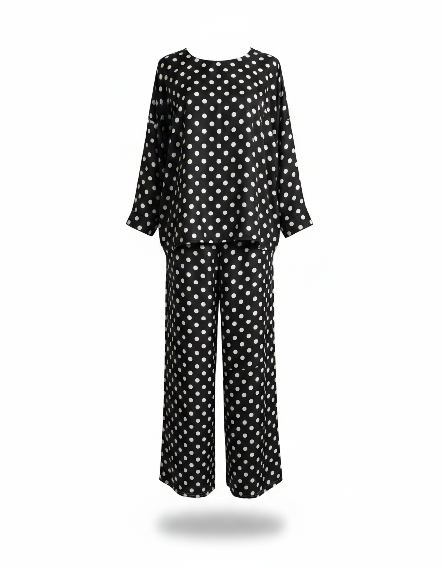 Mireille Polka Dot Co-ord Set – Relaxed Fit Long Sleeve  Voile