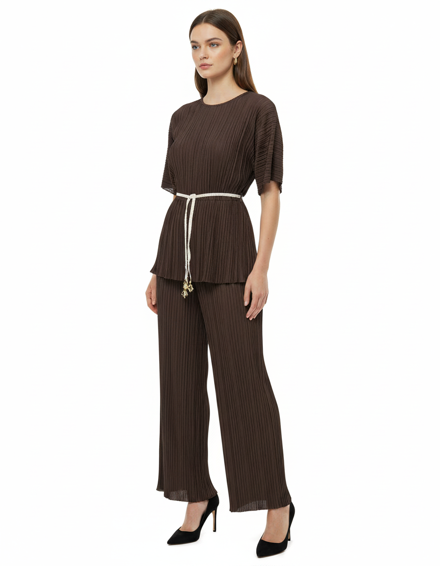 Pauline Pleated Co-ord Set – Sleeveless  Voile