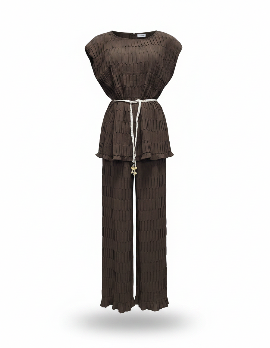 Pauline Pleated Co-ord Set – Sleeveless  Voile