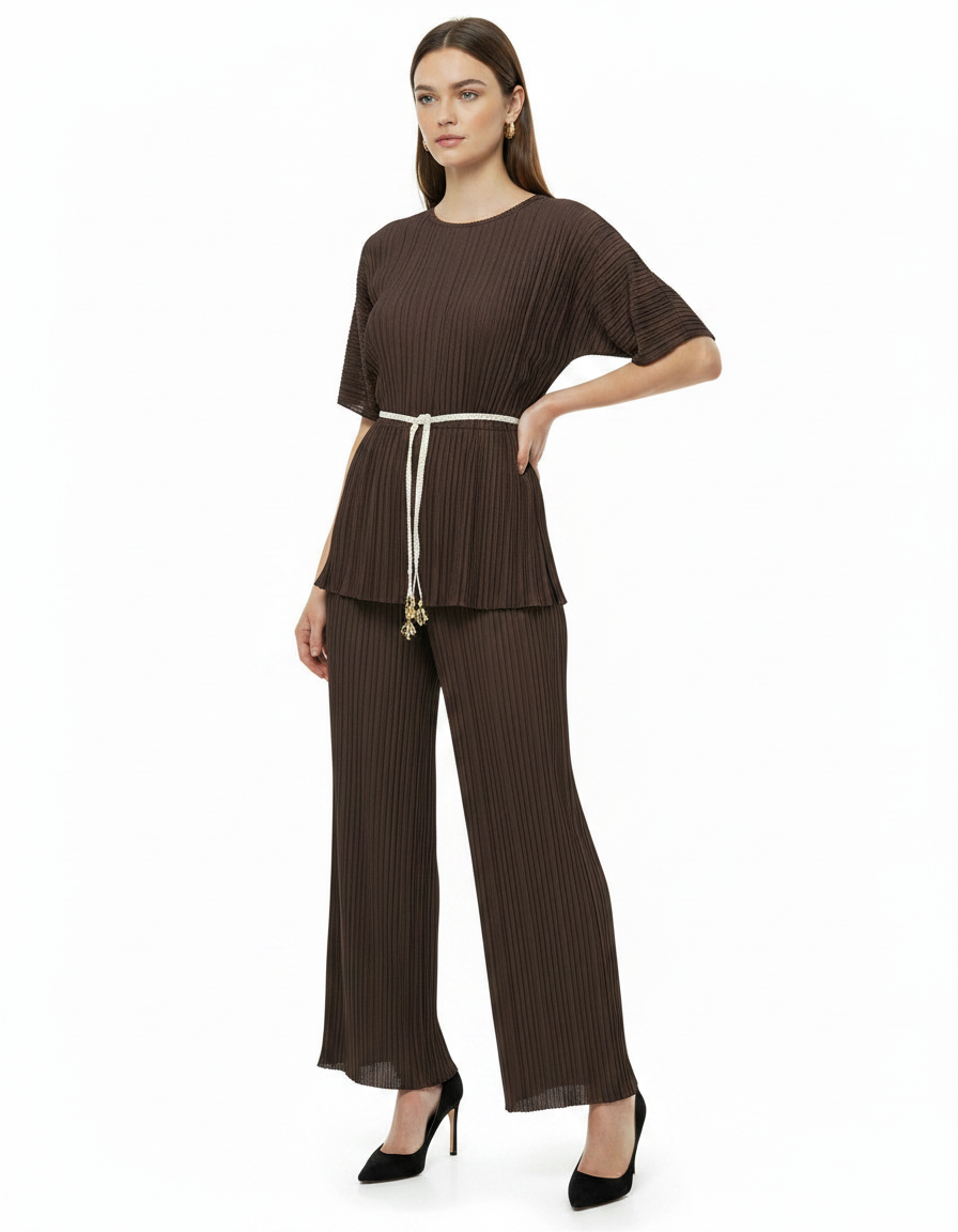 Pauline Pleated Co-ord Set – Sleeveless  Voile
