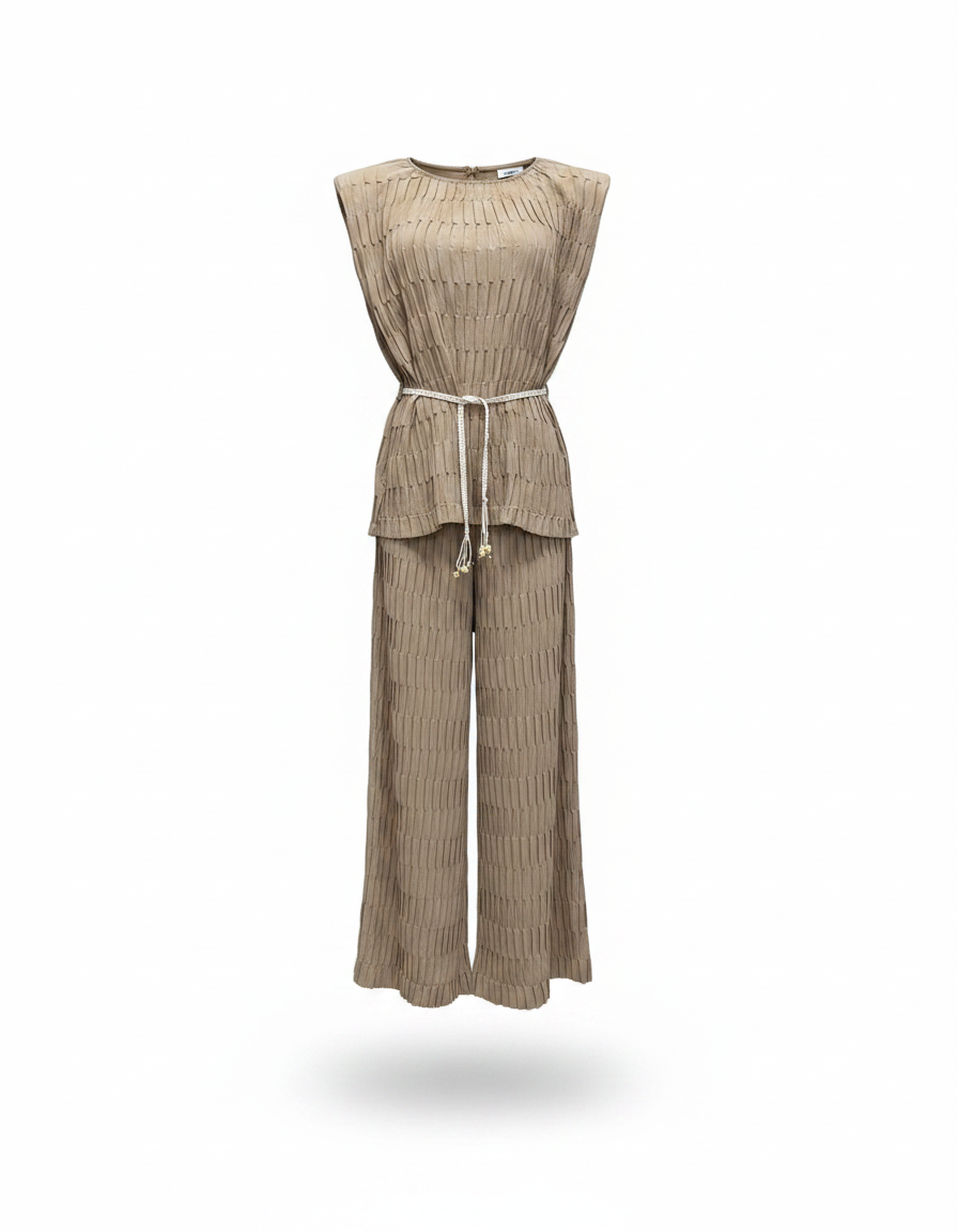 Pauline Pleated Co-ord Set – Sleeveless  Voile