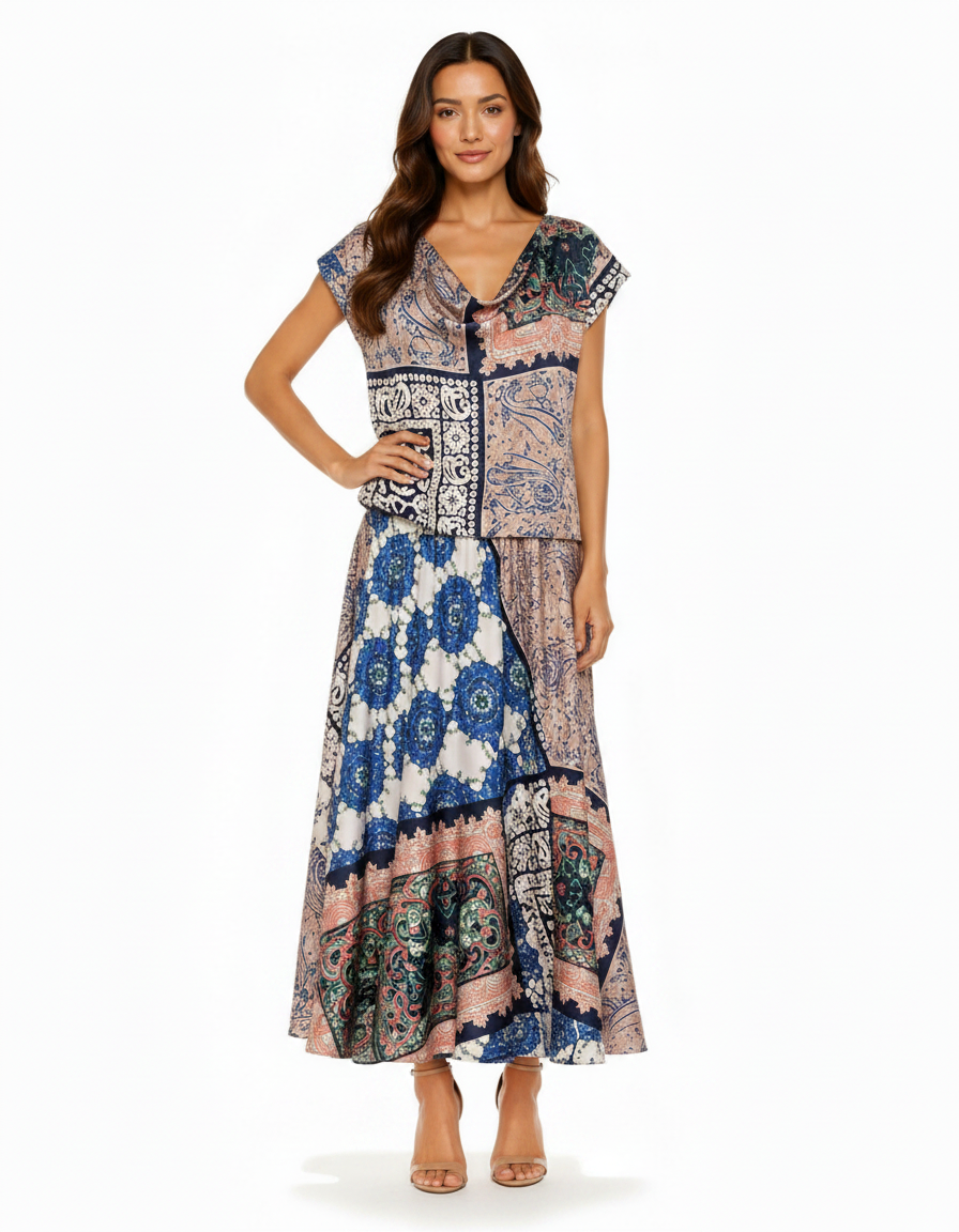 Paule Tribal Co-ord Set – Pull-On Long Sleeve  Voile