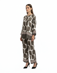 Sabrina Geometric Co-ord Set – Pull-On Boat Neck