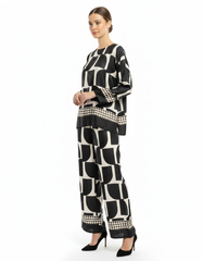 Sabrina Geometric Co-ord Set – Pull-On Boat Neck