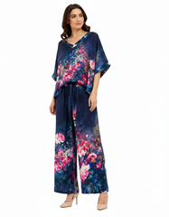 Solene-Marie Floral Co-ord Set – Pull-On V-Neck  Voile