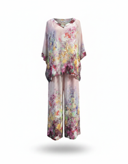 Solene-Marie Floral Co-ord Set – Pull-On V-Neck  Voile