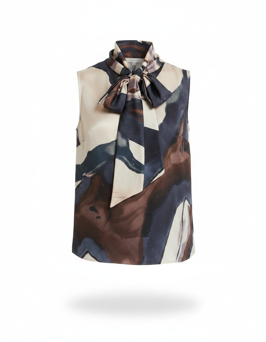 Estelle Watercolor Blouse – Relaxed Fit V-Neck  Voile