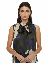 Estelle Watercolor Blouse – Relaxed Fit V-Neck  Voile