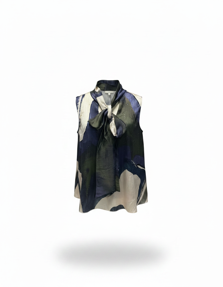 Estelle Watercolor Blouse – Relaxed Fit V-Neck  Voile