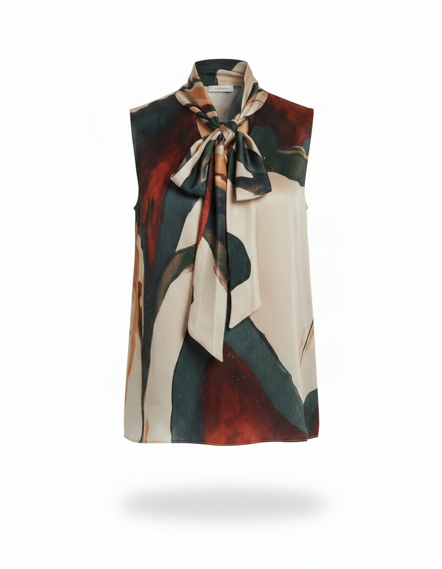 Estelle Watercolor Blouse – Relaxed Fit V-Neck  Voile