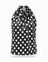 Oceane Polka Dot Blouse – Belted V-Neck  Voile