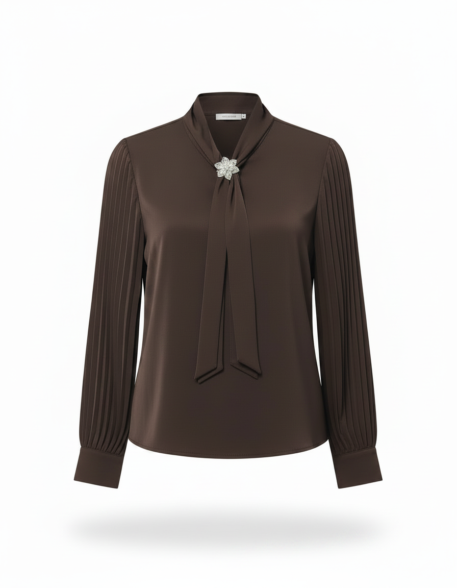 Sabine Everyday Blouse – Belted V-Neck  Voile
