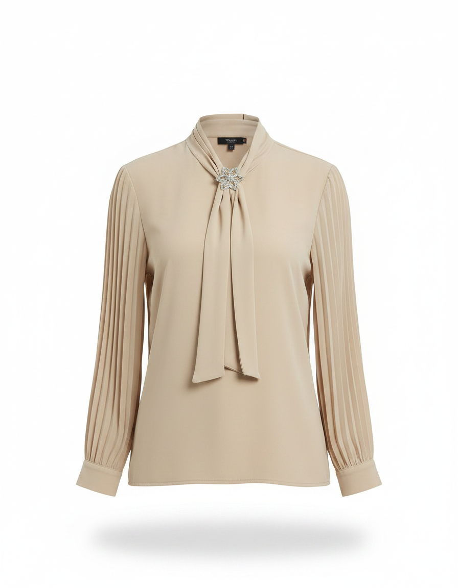 Sabine Everyday Blouse – Belted V-Neck  Voile