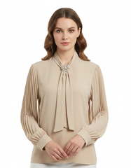 Sabine Everyday Blouse – Belted V-Neck  Voile