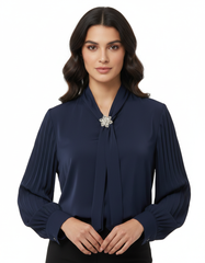 Sabine Everyday Blouse – Belted V-Neck  Voile