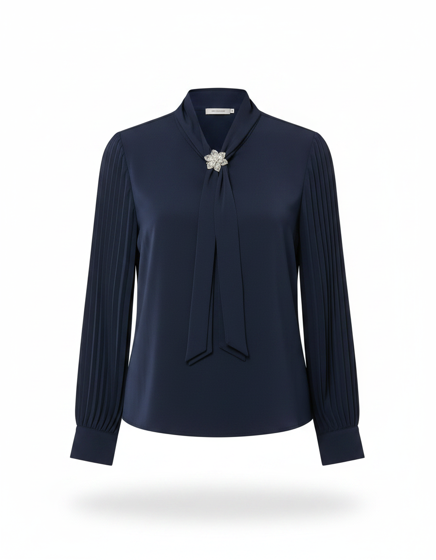 Sabine Everyday Blouse – Belted V-Neck  Voile