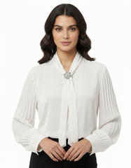 Sabine Everyday Blouse – Belted V-Neck  Voile