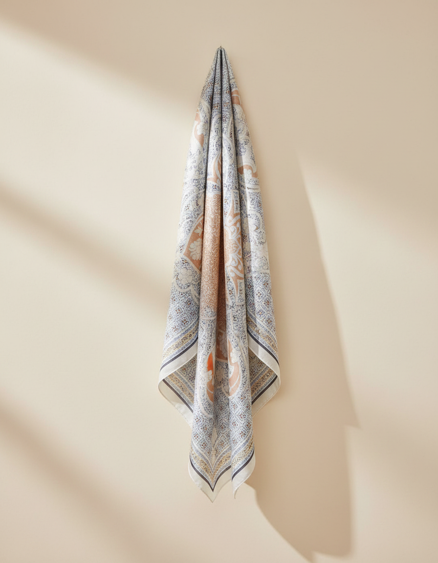 Printed Shimmer Scarf 90*90  Voile