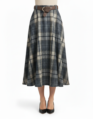 Harmonie Plaid Skirt – Belted  Voile