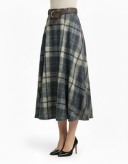 Harmonie Plaid Skirt – Belted  Voile
